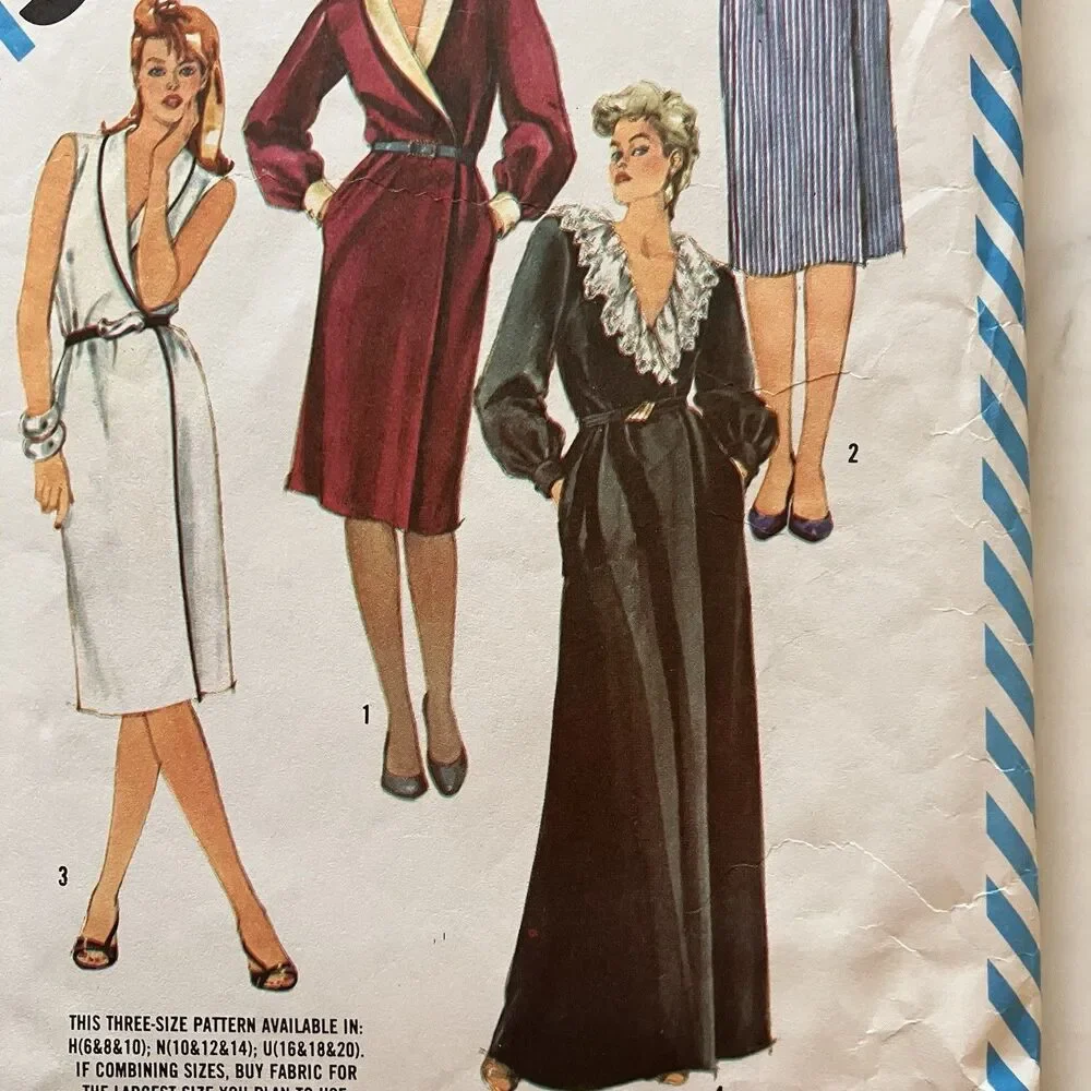 Simplicity 6208 V Neck Wrap Dress Pockets Collar Misses Sz 16‎ 18 20 Pattern Cut